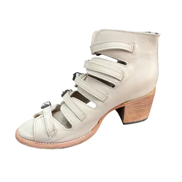 FREEBIRD Quinn Heeled Beige Leather Strap Sandals Women's Dust Bag & Box, Sz 8 - Picture 8 of 12